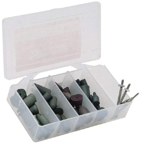 Made in USA - 102 Piece Rubberized Abrasive Point Set - Includes 1/8 Inch Diameter Shank - Apex Tool & Supply