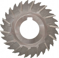 Made in USA - 3" Blade Diam x 1/16" Blade Thickness, 1" Hole, 28 Teeth, High Speed Steel Side Chip Saw - Staggered Tooth, Arbor Connection, Right Hand Cut, Uncoated, with Keyway - Apex Tool & Supply
