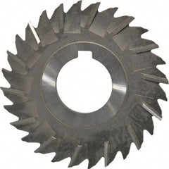 Made in USA - 3" Blade Diam x 1/8" Blade Thickness, 1" Hole, 28 Teeth, High Speed Steel Side Chip Saw - Staggered Tooth, Arbor Connection, Right Hand Cut, Uncoated, with Keyway - Apex Tool & Supply