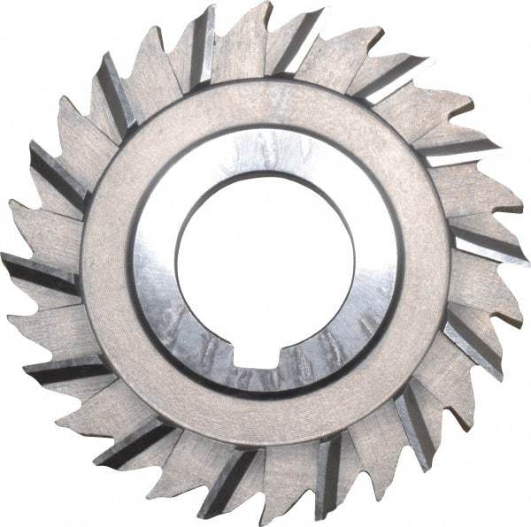 Made in USA - 3" Blade Diam x 1/4" Blade Thickness, 1" Hole, 28 Teeth, High Speed Steel Side Chip Saw - Staggered Tooth, Arbor Connection, Right Hand Cut, Uncoated, with Keyway - Apex Tool & Supply