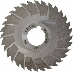 Made in USA - 4" Blade Diam x 1/16" Blade Thickness, 1" Hole, 32 Teeth, High Speed Steel Side Chip Saw - Staggered Tooth, Arbor Connection, Right Hand Cut, Uncoated, with Keyway - Apex Tool & Supply