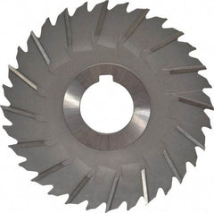 Made in USA - 4" Blade Diam x 1/8" Blade Thickness, 1" Hole, 32 Teeth, High Speed Steel Side Chip Saw - Staggered Tooth, Arbor Connection, Right Hand Cut, Uncoated, with Keyway - Apex Tool & Supply