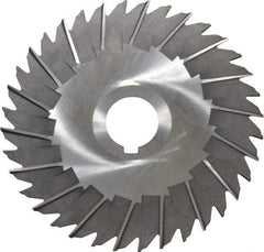 Made in USA - 5" Blade Diam x 3/32" Blade Thickness, 1" Hole, 36 Teeth, High Speed Steel Side Chip Saw - Staggered Tooth, Arbor Connection, Right Hand Cut, Uncoated, with Keyway - Apex Tool & Supply