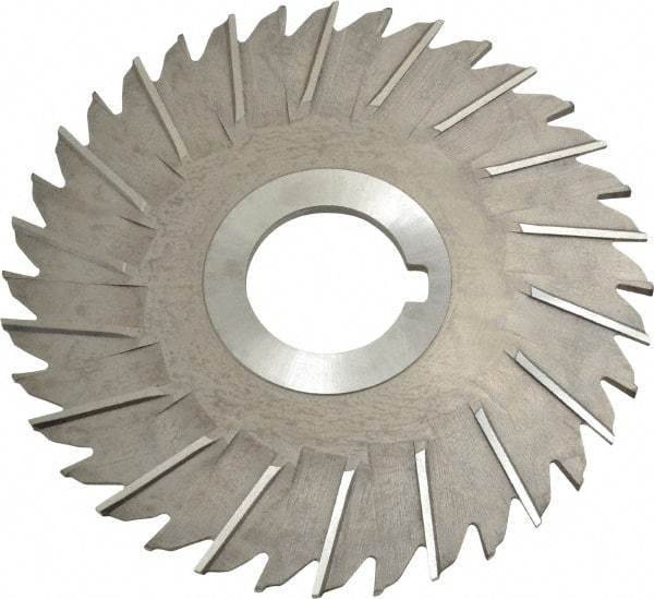 Made in USA - 5" Blade Diam x 1/8" Blade Thickness, 1-1/4" Hole, 36 Teeth, High Speed Steel Side Chip Saw - Staggered Tooth, Arbor Connection, Right Hand Cut, Uncoated - Apex Tool & Supply