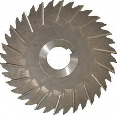 Made in USA - 5" Blade Diam x 1/8" Blade Thickness, 1" Hole, 36 Teeth, High Speed Steel Side Chip Saw - Staggered Tooth, Arbor Connection, Right Hand Cut, Uncoated, with Keyway - Apex Tool & Supply