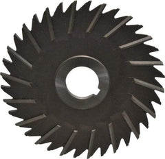 Made in USA - 5" Blade Diam x 3/16" Blade Thickness, 1" Hole, 36 Teeth, High Speed Steel Side Chip Saw - Staggered Tooth, Arbor Connection, Right Hand Cut, Uncoated, with Keyway - Apex Tool & Supply