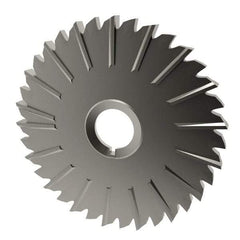 Made in USA - 5" Blade Diam x 1/4" Blade Thickness, 1" Hole, 36 Teeth, High Speed Steel Side Chip Saw - Staggered Tooth, Arbor Connection, Right Hand Cut, Uncoated, with Keyway - Apex Tool & Supply