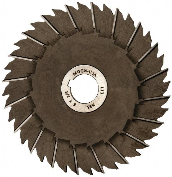 Made in USA - 6" Blade Diam x 1/8" Blade Thickness, 1" Hole, 40 Teeth, High Speed Steel Side Chip Saw - Staggered Tooth, Arbor Connection, Right Hand Cut, Uncoated, with Keyway - Apex Tool & Supply