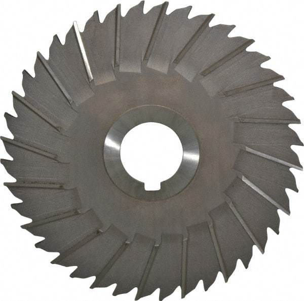 Made in USA - 6" Blade Diam x 5/32" Blade Thickness, 1-1/4" Hole, 40 Teeth, High Speed Steel Side Chip Saw - Staggered Tooth, Arbor Connection, Right Hand Cut, Uncoated, with Keyway - Apex Tool & Supply