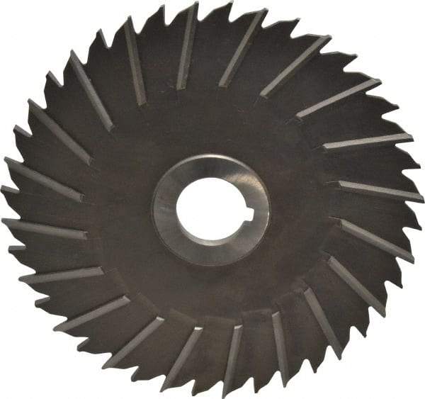 Made in USA - 6" Blade Diam x 3/16" Blade Thickness, 1" Hole, 40 Teeth, High Speed Steel Side Chip Saw - Staggered Tooth, Arbor Connection, Right Hand Cut, Uncoated, with Keyway - Apex Tool & Supply