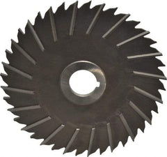 Made in USA - 6" Blade Diam x 3/16" Blade Thickness, 1" Hole, 40 Teeth, High Speed Steel Side Chip Saw - Staggered Tooth, Arbor Connection, Right Hand Cut, Uncoated, with Keyway - Apex Tool & Supply