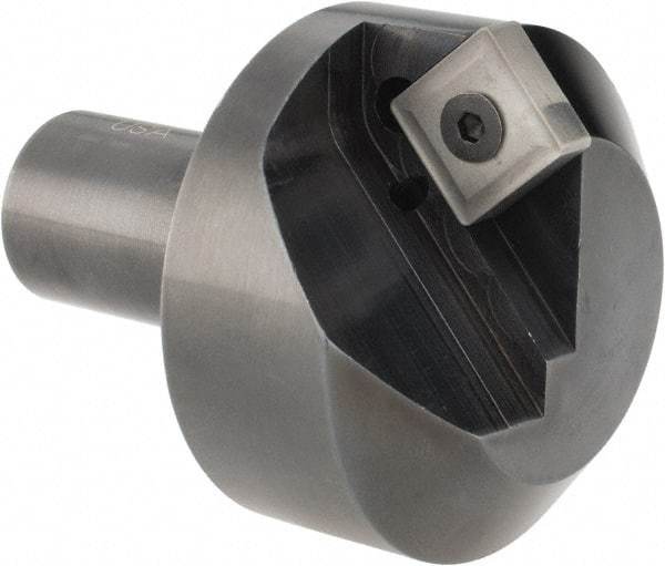 Cutting Tool Technologies - 100° Included Angle, 1.9" Max Cut Diam, 1.9mm Body Diam, 3/4" Shank Diam, 2-3/8" OAL, Indexable Countersink - 0.27" LOC, Square Insert, SNMG 432 Insert Style, Negative Rake, Series NC - Apex Tool & Supply