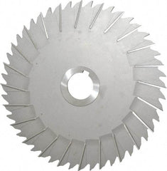 Made in USA - 8" Blade Diam x 3/16" Blade Thickness, 1-1/4" Hole, 48 Teeth, High Speed Steel Side Chip Saw - Staggered Tooth, Arbor Connection, Right Hand Cut, Uncoated, with Keyway - Apex Tool & Supply