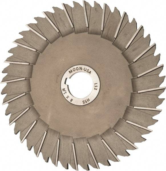 Made in USA - 8" Blade Diam x 1/4" Blade Thickness, 1-1/4" Hole, 48 Teeth, High Speed Steel Side Chip Saw - Staggered Tooth, Arbor Connection, Right Hand Cut, Uncoated, with Keyway - Apex Tool & Supply