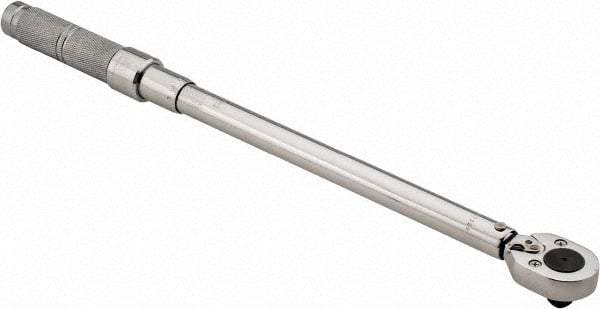 Proto - 1/2" Drive Micrometer Type Ratchet Head Torque Wrench - 40 N/m to 200 N/m Torque, 21-1/2" OAL, Ratchet Head - Apex Tool & Supply