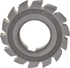 Made in USA - 1/16" Radius, 1/8" Circle Diam, 2-1/4" Diam x 0.26" Wide Cut, High Speed Steel Concave Radius Cutter - 2-1/4" OAL, Arbor Connection, Uncoated, Form Relieved, 10 Teeth - Apex Tool & Supply