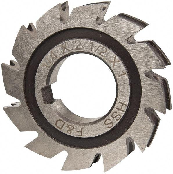 Made in USA - 1/8" Radius, 1/4" Circle Diam, 2-1/2" Diam x 0.445" Wide Cut, High Speed Steel Concave Radius Cutter - 2-1/2" OAL, Arbor Connection, Uncoated, Form Relieved, 10 Teeth - Apex Tool & Supply