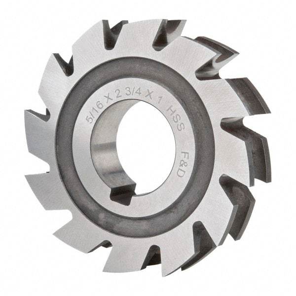 Made in USA - 5/32" Radius, 5/16" Circle Diam, 2-3/4" Diam x 0.572" Wide Cut, High Speed Steel Concave Radius Cutter - 2-3/4" OAL, Arbor Connection, Uncoated, Form Relieved, 10 Teeth - Apex Tool & Supply