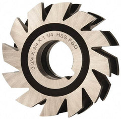 Made in USA - 3/8" Radius, 3/4" Circle Diam, 3-3/4" Diam x 1.197" Wide Cut, High Speed Steel Concave Radius Cutter - 3-3/4" OAL, Arbor Connection, Uncoated, Form Relieved, 10 Teeth - Apex Tool & Supply