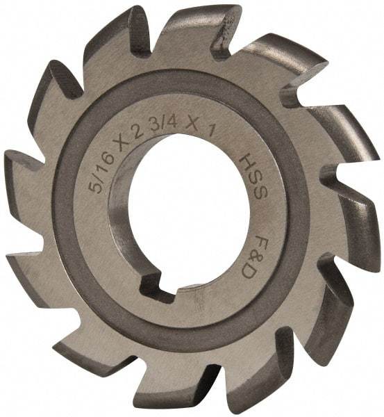 Made in USA - 5/32" Radius, 5/8" Circle Diam, 2-3/4" Cutter Diam, Arbor Connection, Convex Radius Cutter - High Speed Steel, Uncoated, Form Relieved, 12 Teeth - Apex Tool & Supply