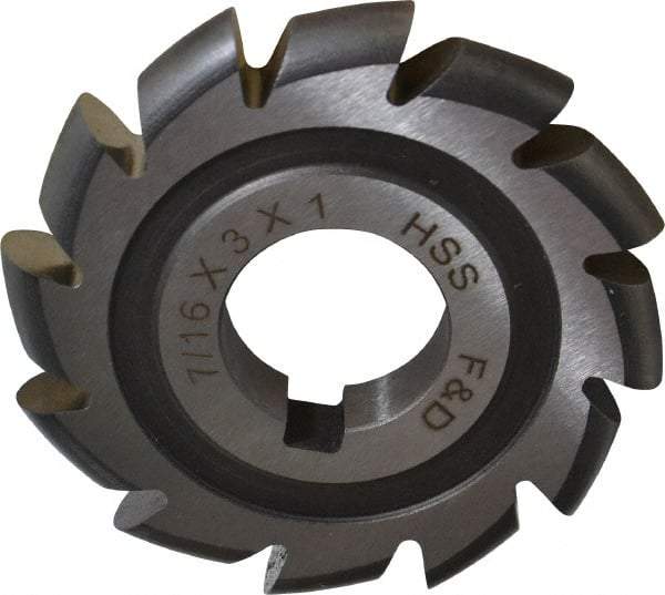 Made in USA - 7/32" Radius, 7/16" Circle Diam, 3" Cutter Diam, Arbor Connection, Convex Radius Cutter - High Speed Steel, Uncoated, Form Relieved, 12 Teeth - Apex Tool & Supply
