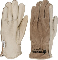 MCR Safety - Size M (8) Split Back/Grain Palm Cowhide General Protection Work Gloves - For Work & Driver, Uncoated, Full Fingered, Cream/Black/Brown, Paired - Apex Tool & Supply