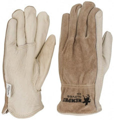MCR Safety - Size XL (10) Split Back/Grain Palm Cowhide General Protection Work Gloves - For Work & Driver, Uncoated, Full Fingered, Cream/Black/Brown, Paired - Apex Tool & Supply