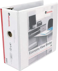 UNIVERSAL - 5" Sheet Capacity, 11 x 8-1/2", View Ring Binder - Vinyl, White - Apex Tool & Supply