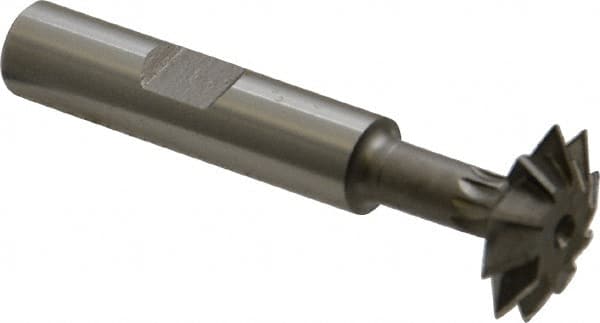Made in USA - 3/4° 3/4" Cut Diam, 3/16" Cut Width, 3/8" Shank, High Speed Steel Double-Angle Cutter - Apex Tool & Supply