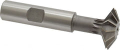 Made in USA - 1° 1" Cut Diam, 5/16" Cut Width, 1/2" Shank, High Speed Steel Double-Angle Cutter - Apex Tool & Supply