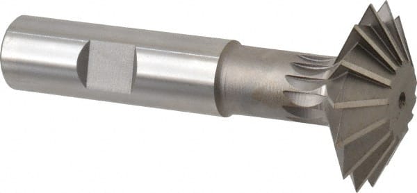 Made in USA - 1-1/2° 1-1/2" Cut Diam, 1/2" Cut Width, 5/8" Shank, High Speed Steel Double-Angle Cutter - Apex Tool & Supply