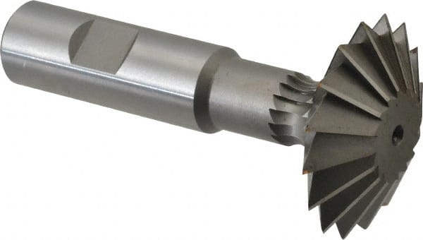 Made in USA - 1-7/8° 1-7/8" Cut Diam, 5/8" Cut Width, 3/4" Shank, High Speed Steel Double-Angle Cutter - Apex Tool & Supply