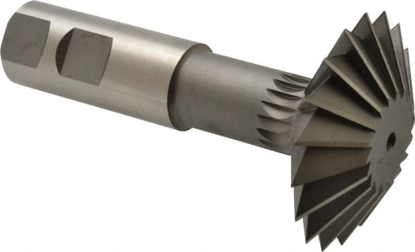 Made in USA - 2-1/4° 2-1/4" Cut Diam, 3/4" Cut Width, 7/8" Shank, High Speed Steel Double-Angle Cutter - Apex Tool & Supply