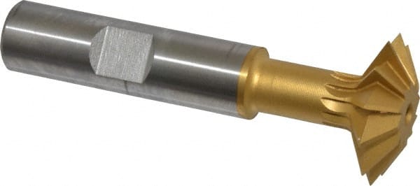 Made in USA - 1° 1" Cut Diam, 5/16" Cut Width, 1/2" Shank, High Speed Steel Double-Angle Cutter - Apex Tool & Supply