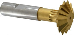 Made in USA - 1-1/2° 1-1/2" Cut Diam, 1/2" Cut Width, 5/8" Shank, High Speed Steel Double-Angle Cutter - Apex Tool & Supply