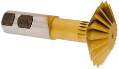 Made in USA - 2-1/4° 2-1/4" Cut Diam, 3/4" Cut Width, 7/8" Shank, High Speed Steel Double-Angle Cutter - Apex Tool & Supply