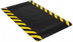 Wearwell - 5' Long x 3' Wide, Dry Environment, Anti-Fatigue Matting - Black with Yellow Chevron Borders, Vinyl with Nitrile Blend Base, Beveled on 4 Sides - Apex Tool & Supply