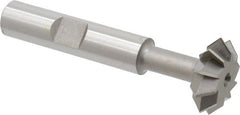Made in USA - 3/4° 3/4" Cut Diam, 1/4" Cut Width, 3/8" Shank, High Speed Steel Double-Angle Cutter - Apex Tool & Supply