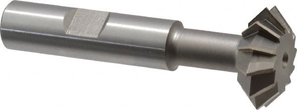 Made in USA - 1° 1" Cut Diam, 3/8" Cut Width, 1/2" Shank, High Speed Steel Double-Angle Cutter - Apex Tool & Supply