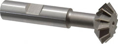 Made in USA - 1° 1" Cut Diam, 3/8" Cut Width, 1/2" Shank, High Speed Steel Double-Angle Cutter - Apex Tool & Supply