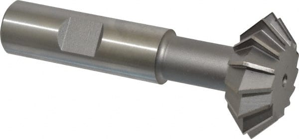 Made in USA - 1-3/8° 1-3/8" Cut Diam, 1/2" Cut Width, 5/8" Shank, High Speed Steel Double-Angle Cutter - Apex Tool & Supply