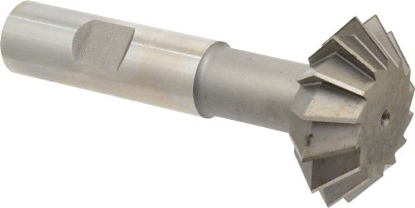 Made in USA - 1-1/2° 1-1/2" Cut Diam, 9/16" Cut Width, 5/8" Shank, High Speed Steel Double-Angle Cutter - Apex Tool & Supply