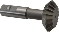 Made in USA - 2-1/4° 2-1/4" Cut Diam, 3/4" Cut Width, 7/8" Shank, High Speed Steel Double-Angle Cutter - Apex Tool & Supply