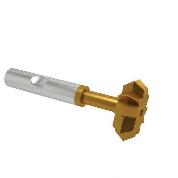 Made in USA - 3/4° 3/4" Cut Diam, 1/4" Cut Width, 3/8" Shank, High Speed Steel Double-Angle Cutter - Apex Tool & Supply