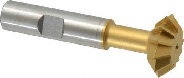 Made in USA - 1° 1" Cut Diam, 3/8" Cut Width, 1/2" Shank, High Speed Steel Double-Angle Cutter - Apex Tool & Supply