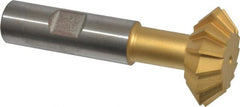 Made in USA - 1-3/8° 1-3/8" Cut Diam, 1/2" Cut Width, 5/8" Shank, High Speed Steel Double-Angle Cutter - Apex Tool & Supply