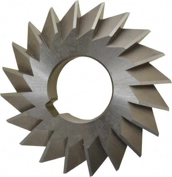 Made in USA - 2-3/4° 2-3/4" Cut Diam, 1/2" Cut Width, 1" Arbor, High Speed Steel Double-Angle Cutter - Apex Tool & Supply