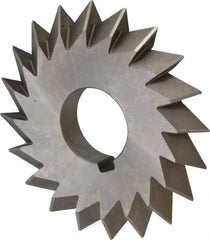 Made in USA - 4° 4" Cut Diam, 1/2" Cut Width, 1-1/4" Arbor, High Speed Steel Double-Angle Cutter - Apex Tool & Supply