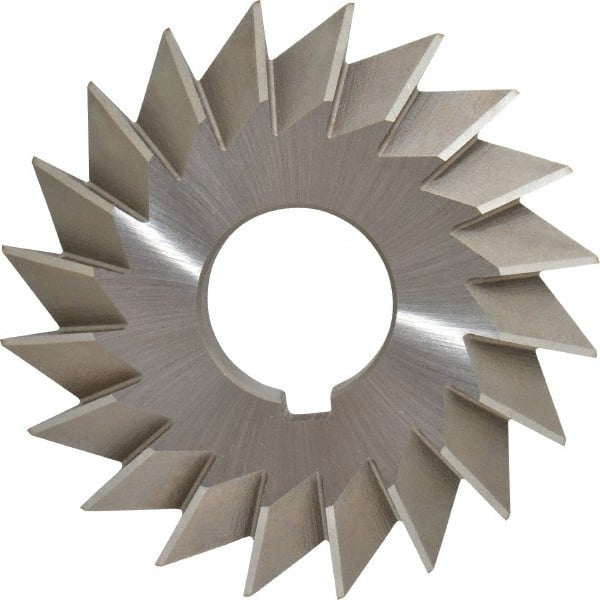 Made in USA - 4° 4" Cut Diam, 3/4" Cut Width, 1-1/4" Arbor, High Speed Steel Double-Angle Cutter - Apex Tool & Supply