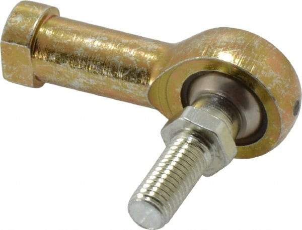 Alinabal - 1/4" ID, 3/4" Max OD, 1,650 Lb Max Static Cap, Spherical Rod End - 1/4-28 RH, 3/8" Shank Diam, 3/4" Shank Length, Steel with Molded Nyloy Raceway - Apex Tool & Supply